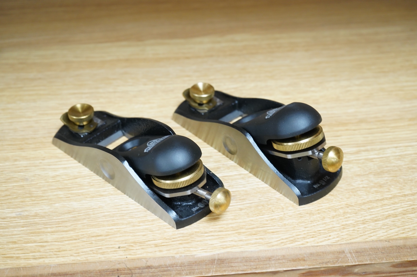 Two modern boxed Stanley Block Planes; a No.9 1/2 block plane, and a No. 60 1/2 low angle block plane, boxed with instruction manuals and other paperwork